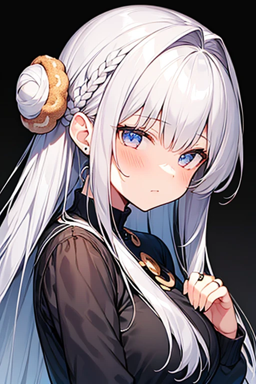 手のひらサイズのフィギュア, master piece:1.5、(minimal art, line drawing), A Russian girl in her early 20s with ash grey hair、draw a picture with a pencil、Black and white art:1.2、lips are red、Multiple color world、silence、smiling、Densely drawn