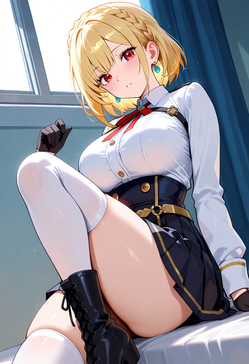 (((Spread your legs、Shooting from below))、(((Accentuate the crotch、Shiny underwear)))、Highest quality, 8k, masterpiece :1.3)), whole body, Sharp focus :One Girl,Glowing Skin,SSexy pose,Highest quality,Tabletop,shape,Very delicate and beautiful,Hmph,8k壁紙,wonderful,In detail,Official Art,Very detailedなティッカーUnity 8k壁紙,Incredibly ridiculous,Large file size,Very detailedな,High resolution,Very detailed,Beautiful detailed girl,Realistic,X-ray,The queue is full,(((Uniform Blazer、mini skirt)))、(((Big Breasts、blonde)))、(((School、classroom、Wearing tights)))、Stand upright、Cleavage , ((Golden Hair))、Uniform Blazer、Sexy pose、Hairstyle: Short bob、both hands、Wearing tights