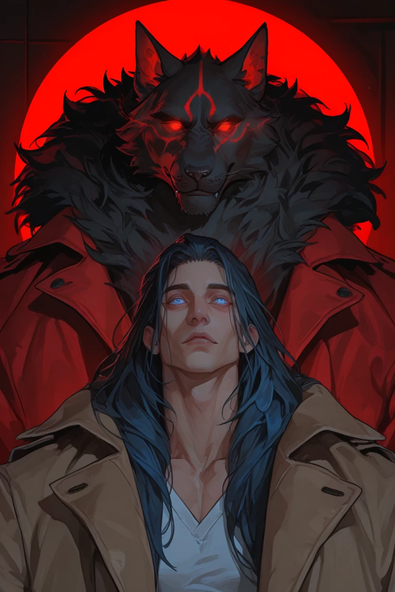 Create a manhwa-style illustration of a man-owl hybrid character. The character must have a majestic appearance, with an erect and imposing posture. Your eyes must be as black as night and piercing, and your feathers should have a subtle shine, reflecting an aura of mystery and power. The character must have owl characteristics, but still maintain the form and presence of a human. Your face must be human, but from the middle of your eyebrows to your hair you must have owl fur, adding a unique and elegant touch. It must be beautiful and delicate, with refined features and an air of enigma. The background should be atmospheric and suggest a nocturnal or mystical environment. Must be manhwa art style.