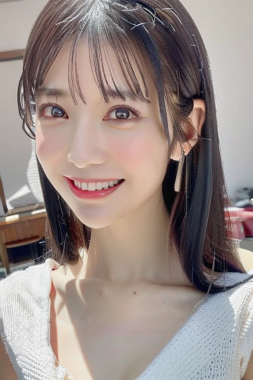NFSW、Tabletop、masterpiece、One Girl、(Face close-up、Cowboy Shot)、Front view from the front、Japanese、Very young and pretty woman、(The cutest girl in the world)、15-year-old student、Makes your face smaller、(Medium chest、Cleavage,Naked bath towel,Bare shoulders、Narrow waist,Abdominal muscles:1.35),Smiling in the classroom、Scrunchie、Thin Necklace、Attractive person、Super cute face、Glossy Lips、Double eyelids on both eyes、Large droopy eyes, Show your teeth and smile big,Natural Makeup、Long eyelashes、Shiny and smooth light brown hair、Bans、Short twin tail hair、Asymmetrical bangs、Center image、8K resolution、Attention to detail、Detailed hairstyle、Detailed face、Great cinema lighting、Octane Rendering、Vibrant、Ultra-realistic、Perfect limbs、Perfect Anatomy