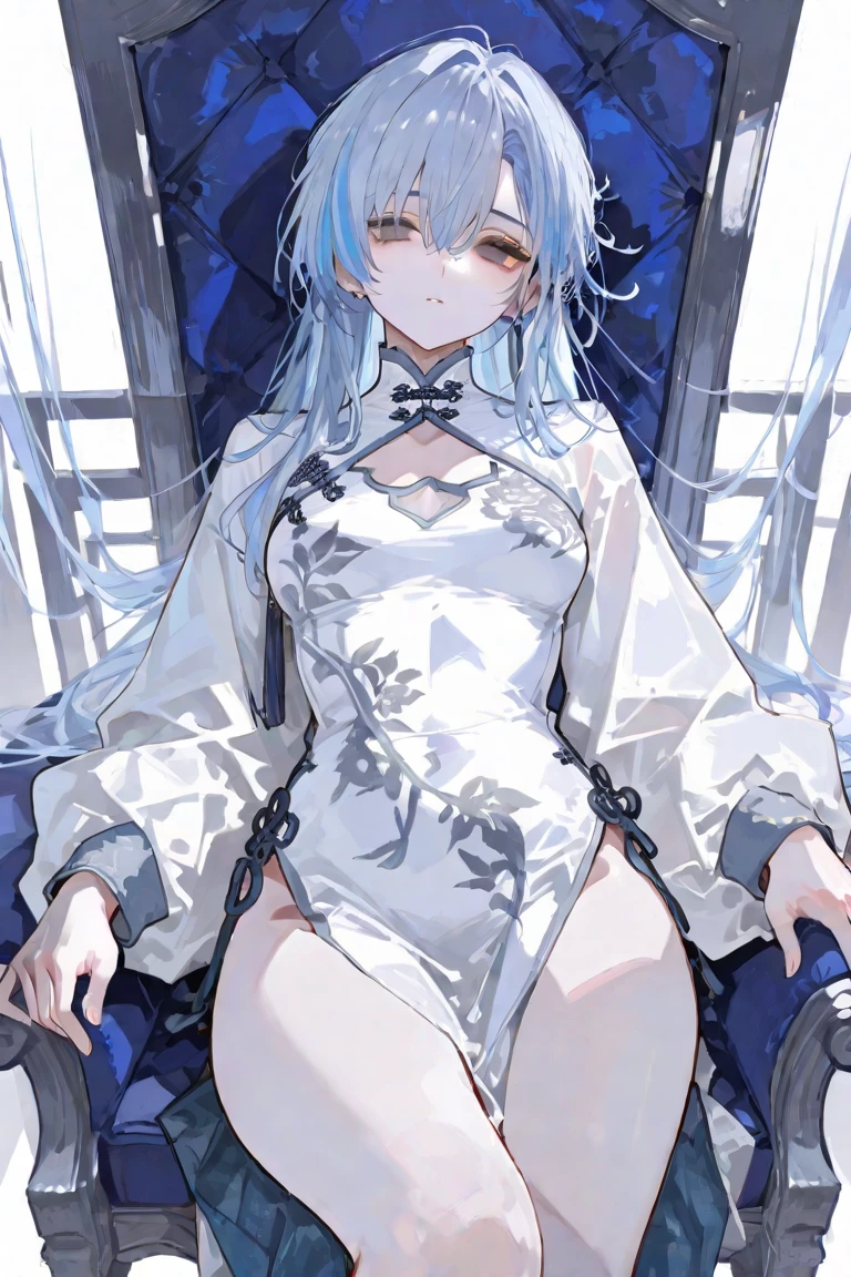 White stockings, white hair, blue eyes, senior sister, lying in bed, masturbation, masturbation, alone, swf, sexy, perfect body, tentacles, 18 years old, big breasts, tall