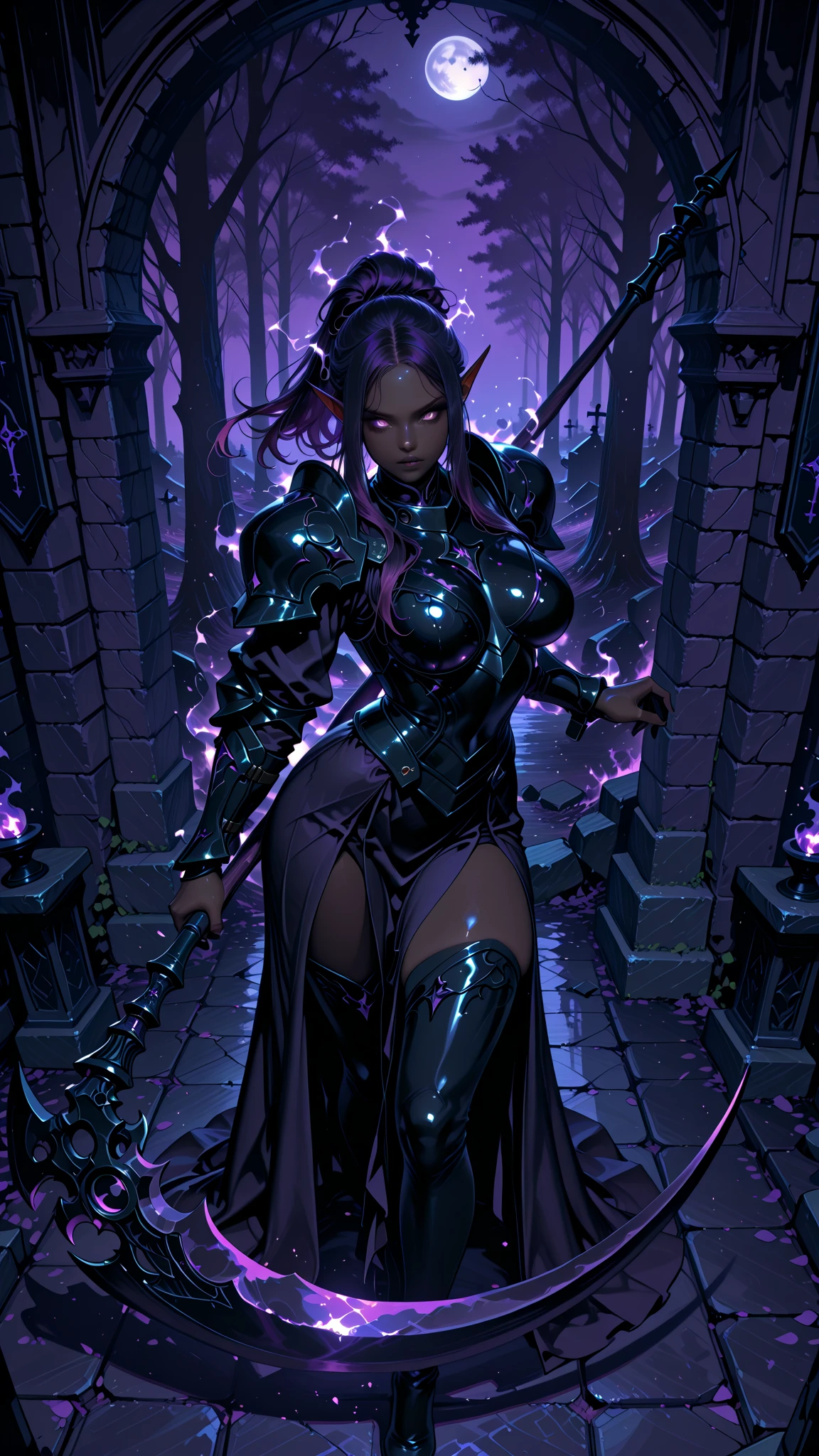 fantasy,dark,character in focus,character is a themed creature based on mirrors and reflections,is inside his castle of mirrors, the character is subjudging an invader, use of palette with plenty of blue and purple, style art from RiotGames and blizzard --auto --s2