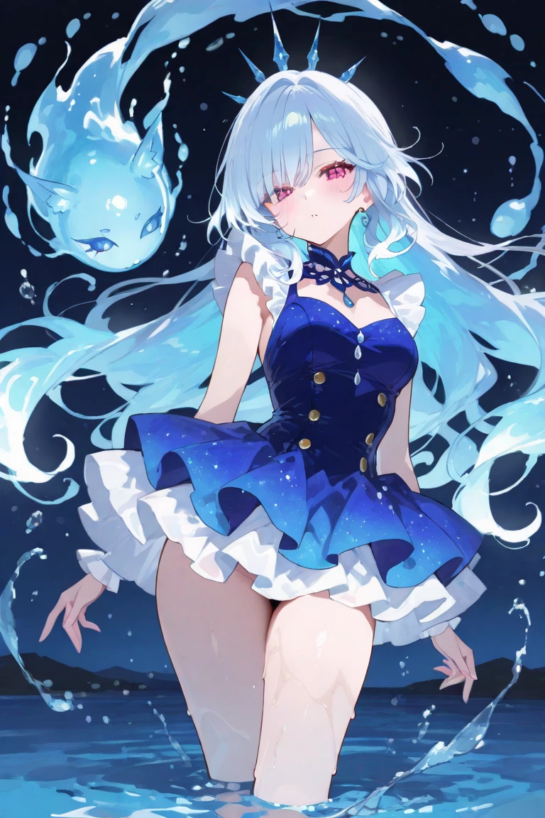 Whole BodyEsbian、Standing picture,full-body shot,a girl,((((white or black pantyhose))))、((((bule or purple pantyhose)))),((((green or yellow pantyhose)))),((Wear sneakers)),blue swimsuit bikini,seabed,dolphin,shell,Crab,an octopus,treasure chests,beach,There is a pair of large wings behind him,There are many ornaments hanging on the body,Trident in hand,jewelry,Blue and white hair,short sleeves,Off the shoulders,There is a gem inlaid on the forehead,blue bow,Swimming rings,heterochromatic pupils,Double tail,shy,blush,,masterpiece,Top image quality,top quality,A big gem is embedded in the chest,super long hair,animal ears,white hair,exquisite eyes、beautiful girl、Plump cheeks,ribbon、kawaii、loli、leg rings,with headphones,cute big breasts,