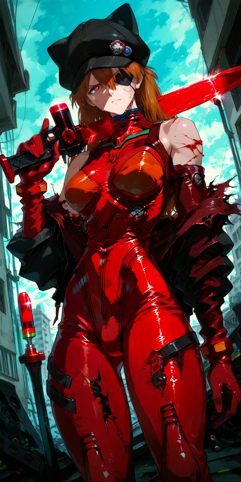 1girl, Tall, Muscular, Big Breast, Big Hips, Big Ass, Red Transoarent Slime Girl, Bloody Halo, Tongue Out, Crazy, Blood Pool Detailed Muscle Geoups, Detailed Art, Detailed Body Frame