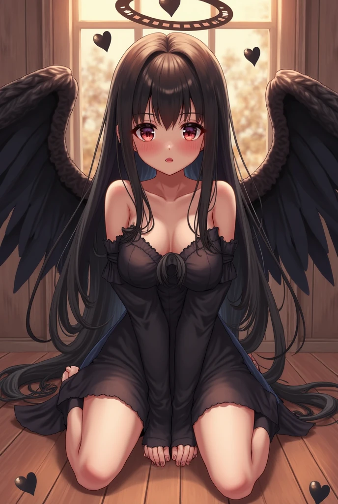 (((No head wings))), (((forehead))), (((pink lingerie))), (((big white angel wings))),Very detailed、highest quality、Best image quality、masterpiece、8k、Anime Face、A kind smile、Open Mouth、((black long hair:1.5))、((big breast)), sexy、 beautiful body 、Cowboy Shot, Sexual Intercourse, ((blue eyes)), hotel bedroom, busty, buxom, curvy, voluptuous,