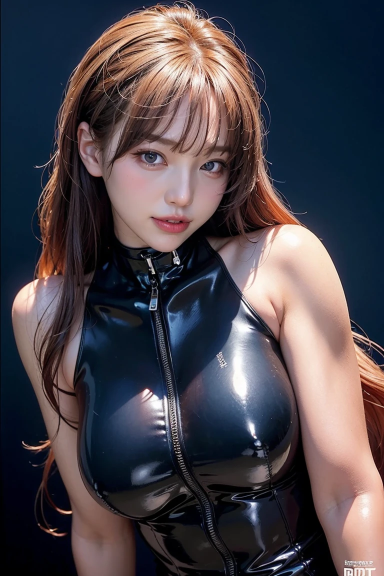 Rubber texture shiny black shirt、Rubber textured shiny black tight mini skirt、(Large Breasts:1.4)、Japanese、Gravure idol、Cute 18 year old girl,Black hair in a ponytail, masterpiece, 最high quality, 超high quality, high quality, High resolution, 超High resolution, Absurd, 4K, 8k, 16K, Very detailed, Realistic, photo Realistic, RAWphotograph, photograph, Super Fine Illustration,Beautiful Face、Realistic Face、(Ultra detailed hair)、(Ultra-detailed eyes)、Beautiful details、Realistic Skin、Perfect Anatomy、(Detailed skin)、Beautiful Skin、Charm、Ultra high definition、Ultra-realistic、Correct Anatomy, Perfect proportions