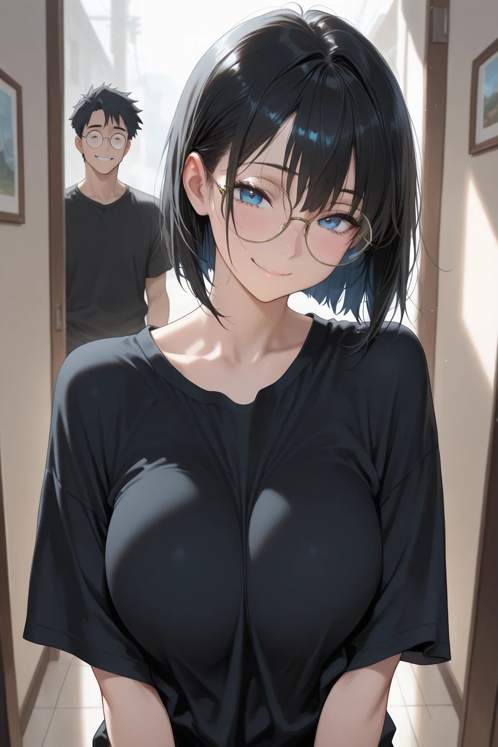 Highest quality,masterpiece,Nipples,Black Hair,class,Female teacher in her 40s,pubic hair,She gets naked and gives instructions to male students.,smile,calm,Fabric dividers,Beauty,Big