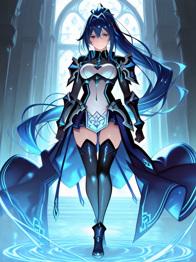 anime girl with blue hair and blue eyes in a black dress, Velgrynd from That Time I Got Rencarnated As a Slime, anime goddess, anime character, full body art, extremely detailed artgerm
