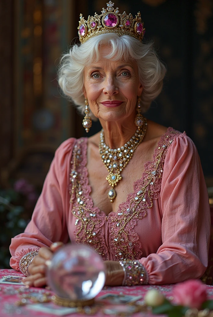 sucking penis:1.3), (penis cum:1.4), (huge breast:1.6), (queen elizabeth 90yo at hospital), (covered in cum on breast:1.4),  (look down:1.4), (profile side), lipsticks, (nsfw:1.4), (white lace and chiffon shirt:1.5), (black skirt:1.3)