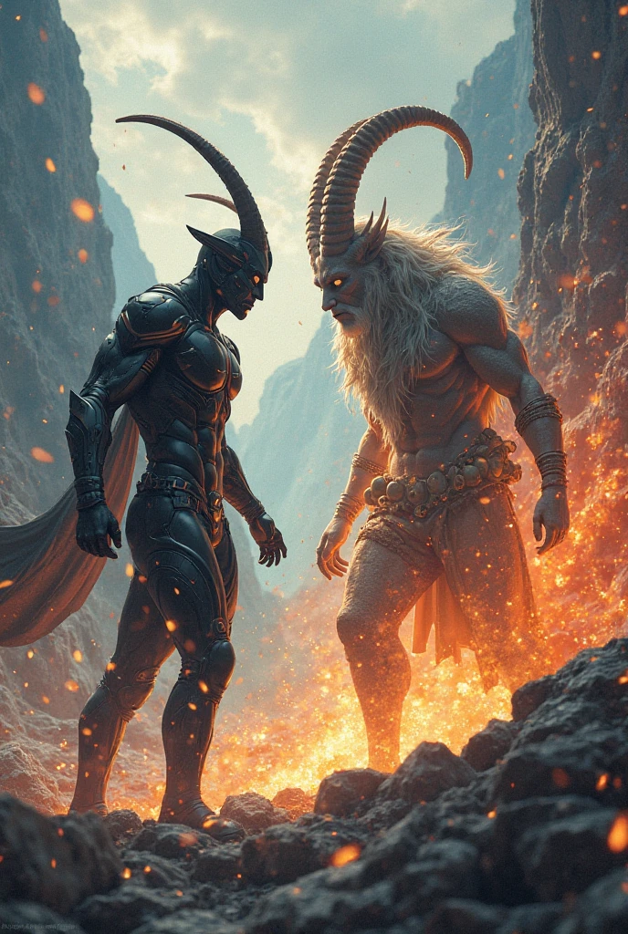 Black man with dragon horn. White man with demon horn and tail