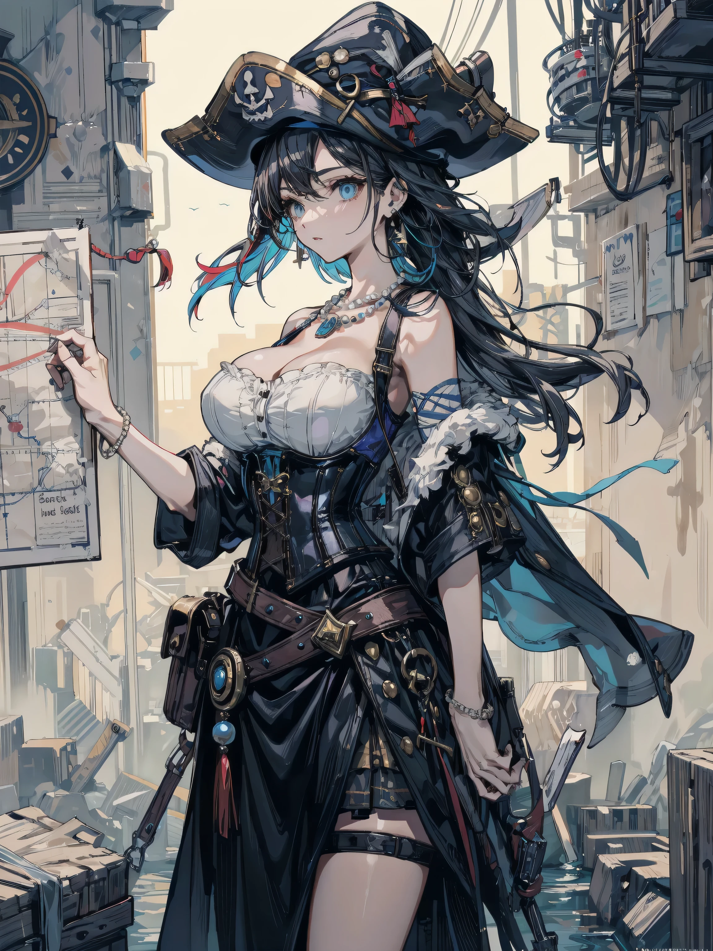 Lady of Alafed – Steampunk costume and hat pose, steampunk beautiful anime woman, by Yang J, guweiz on artstation pixiv, Stunning character art, cushart krenz key art feminine, fantasy outfit, guweiz on pixiv artstation, chengwei pan on artstation, style of wlop