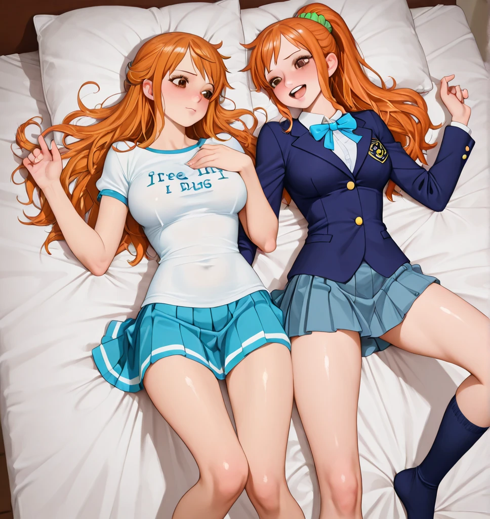 2 heads, a thin woman with two heads. Small breasts. In a bedroom. Sex, having sex, straddling viewer. Plaid flannel shirt. Long orange hair. Slutty, nerdy. Huge thighs. Sexy. Slim. Small breasts. Orgasm. Ginger, freckles.