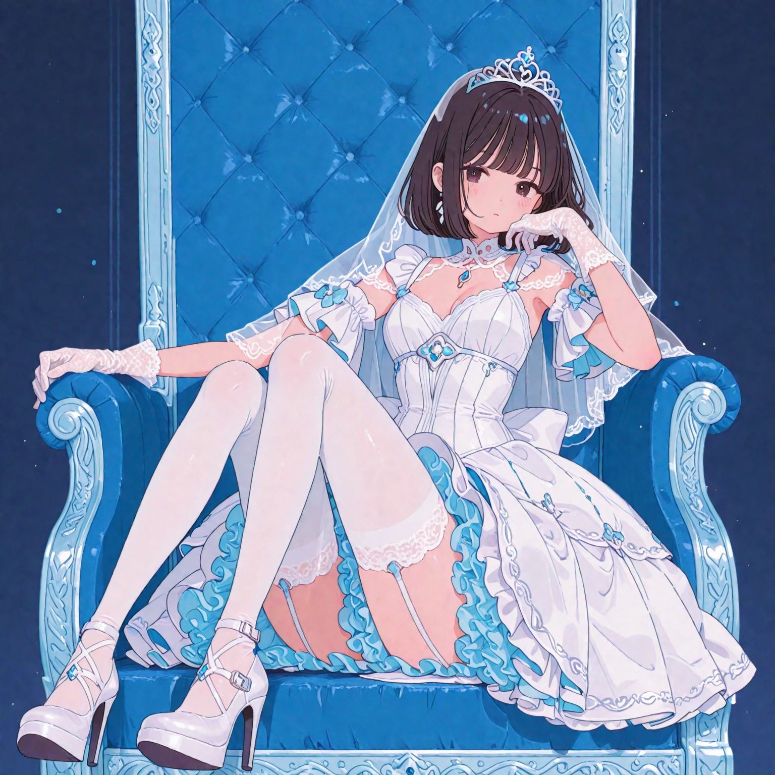 work of art、Maximum quality、High definition、alone, woman,Condescending eyes、scared look, trembling, blushing, ,detailed face, dark red hair、far away、front face、가슴, thin,、in bed, tied, hands tied, open legs, legs, beautiful legs, In a black lingerie room transparent、transparent、background、