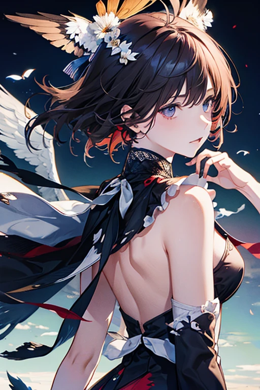 Young Girls Black Hair short hair Red Eyes Disrespectful face look down Thin body Thin thighs Large Breasts Small butt Fit body Blue sky cloud Hair blowing in the wind high quality high resolution 8K vampire watercolor natural feel bridge of the nose ((最high quality)), ((masterpiece)), (get used to it), The face is solemn grassland Beautiful like a goddess Whole face i can see nipples Lipstick Eyeshadow Naked pure white tube top T-shirt ,(because I'Thin)
