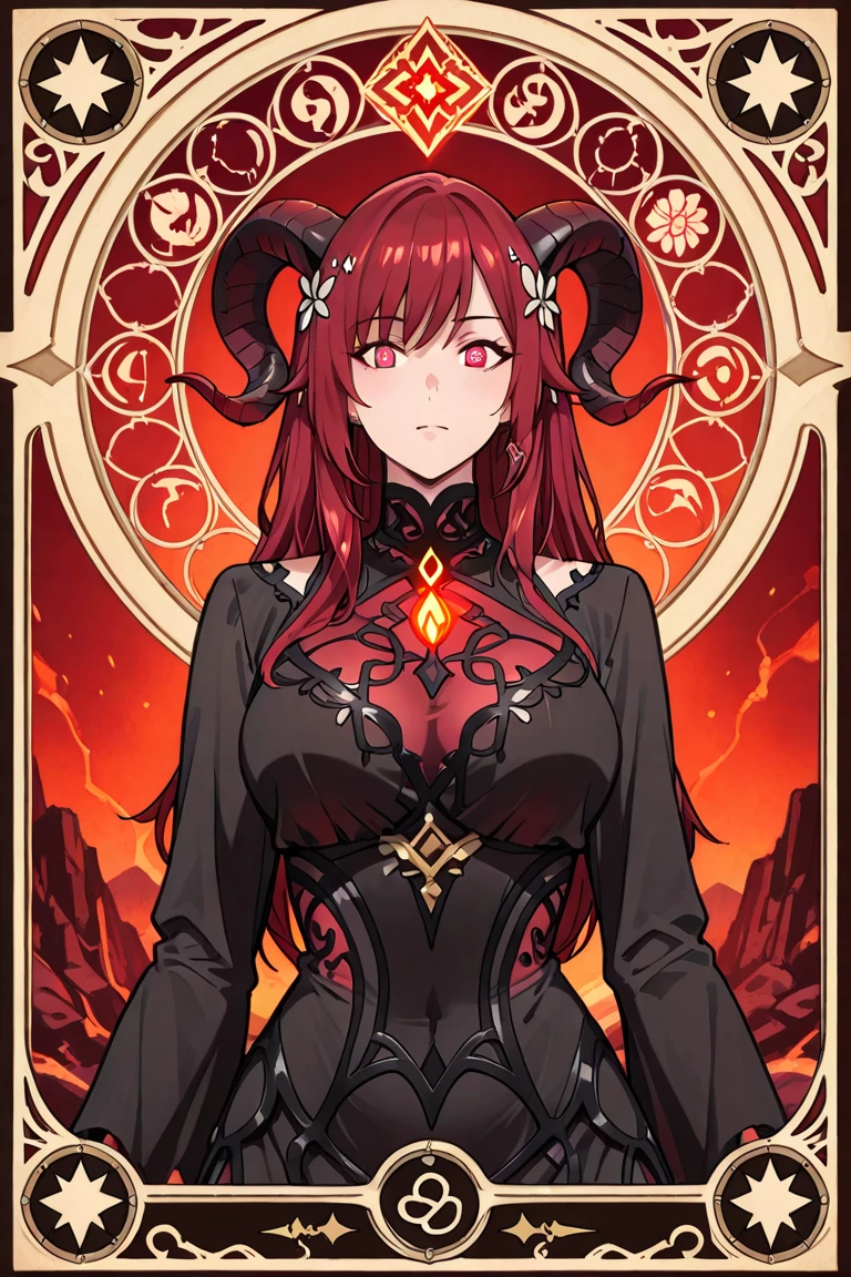 Surtr(Arknights),red hair,curvy body,wears Muslim clothes,big breast,nsfw,praying in bedroom,sitting on a prayer mat,crying, reading Qur'an.