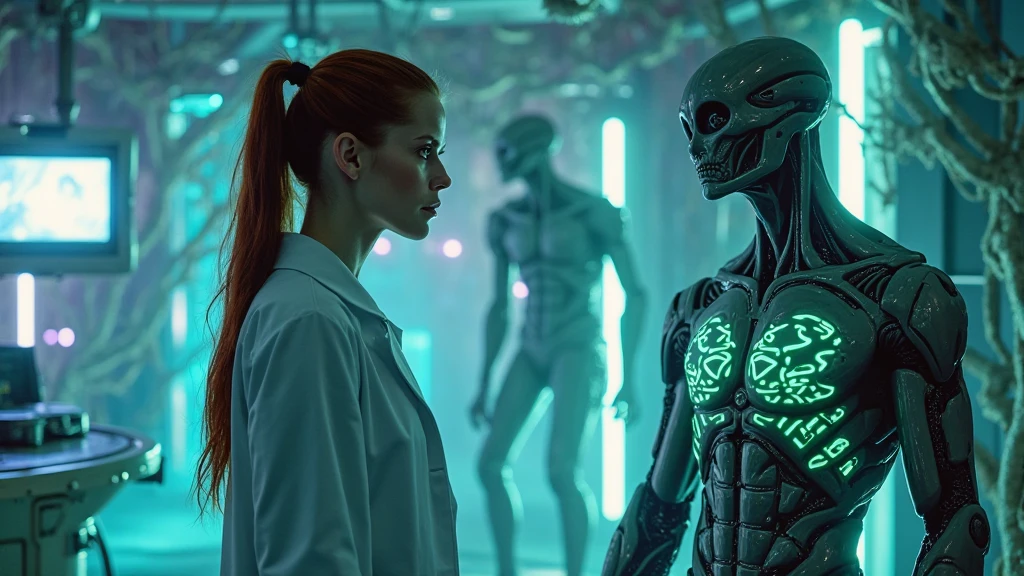 (full body shot:1) photorealistic image of a (standing pose:1) woman, ultrarealistic, photography, long red hair, woman, 24 years old, hourglass figure, perfect body, natural medium breasts, Full body picture, she is on a space station, in a dark corridor, only red alarmlights are on, she is wearing a tshirt and hot pants, she is holding a pulserifle, she is hiding inside of a locker, a xenomorph alien is walking in the background, she is looking scared