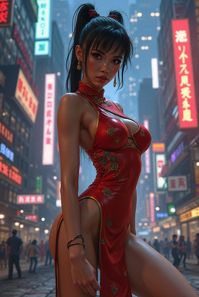 Kpop idol: 1.2, mix4, 1 Korean girl, 14 years old, (light eyebrows: 1.4), shiny brown eyes, bun head, tied two braids, ancient city, Chinese palace, high mountain, beautiful detail sky, street (crowd:1.2), night, (nose blush), hanfu, happy, smile, small round boobs, completely naked(no clothes ), nude , showing her dark brown nipples, firm chest, her crotch , pink vagina visible, slender thighs, pale white skin, royalty