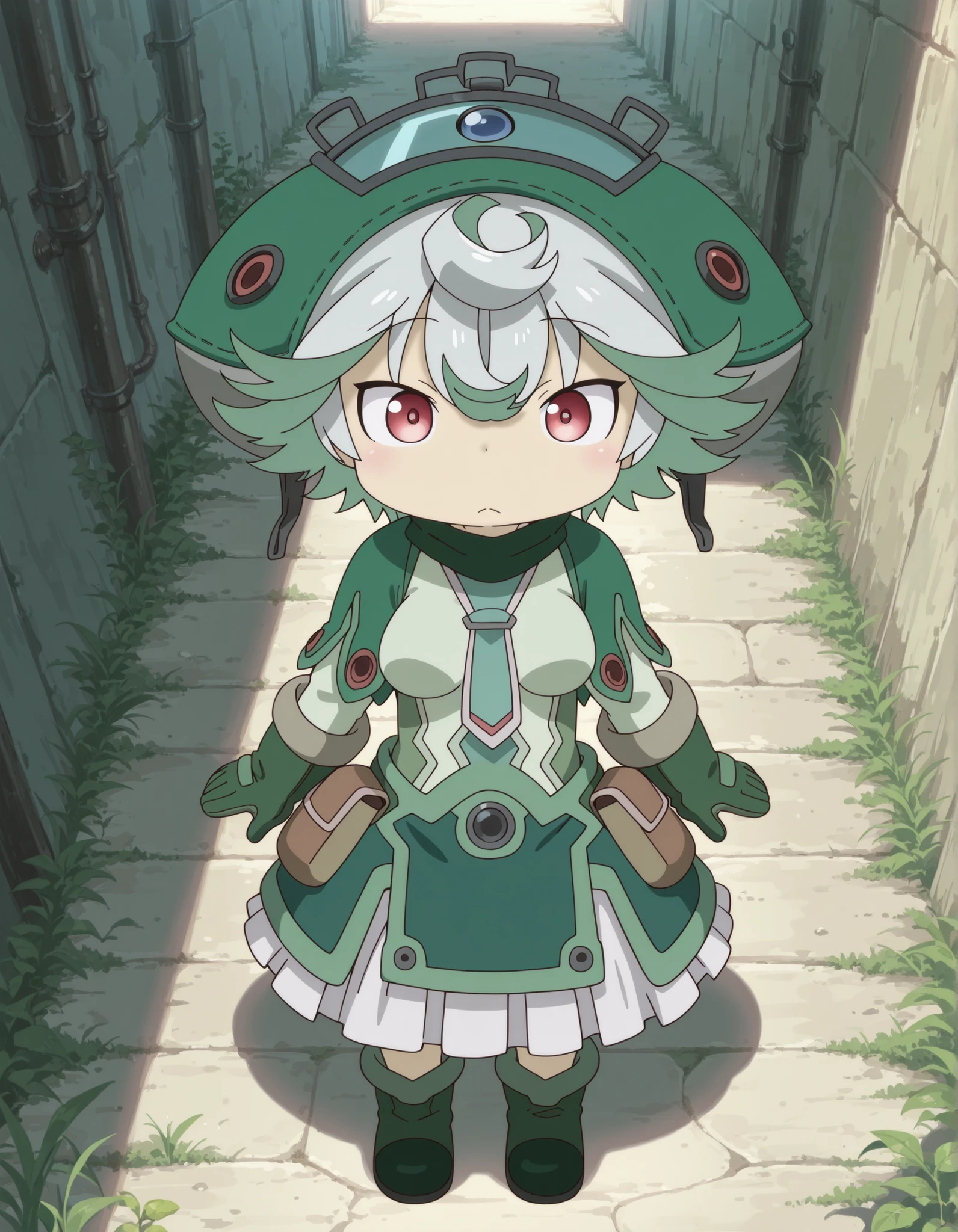 miabyss,, made in abyss,, "solo, 1girl, prushka, hair between eyes, red eyes, curled hair, flipped hair, green dress, green footwear, green gloves, green headwear,", "ultra-detailed, best quality, beautiful eyes, extremely detailed, best quality, beautiful, Master piece, highres, best quality, official art, highres, masterpiece",, "masterpiece, best quality, amazing quality, very aesthetic, absurdres, detailed background, detailed foreground, detailed hair, detailed shading",,