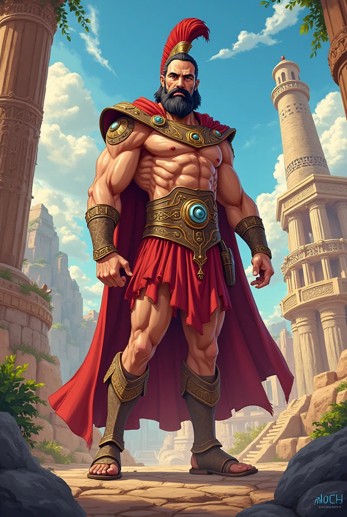 Tiestes, king of Mycenae, greek mithology, ((アニメ)), holding a detailed Greek sword