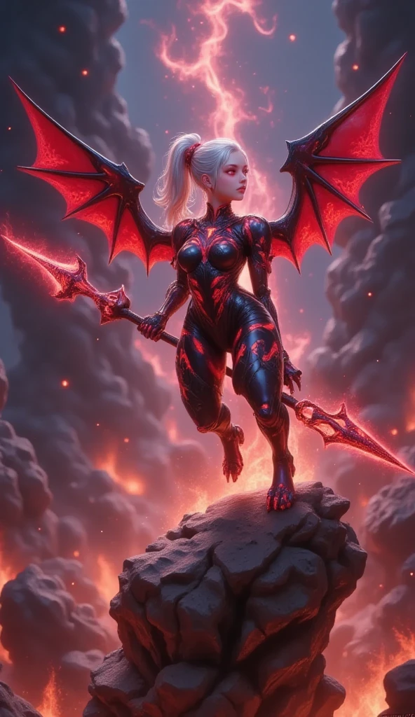 1girl, pale skin, silver hair, red eyes, vampire_\(girl, fang, claws, ears\), barefoot, girl fighting, dark castle, dark fantasy, full moon, full body shot, <lora:squeezerExperimental_:1.5>