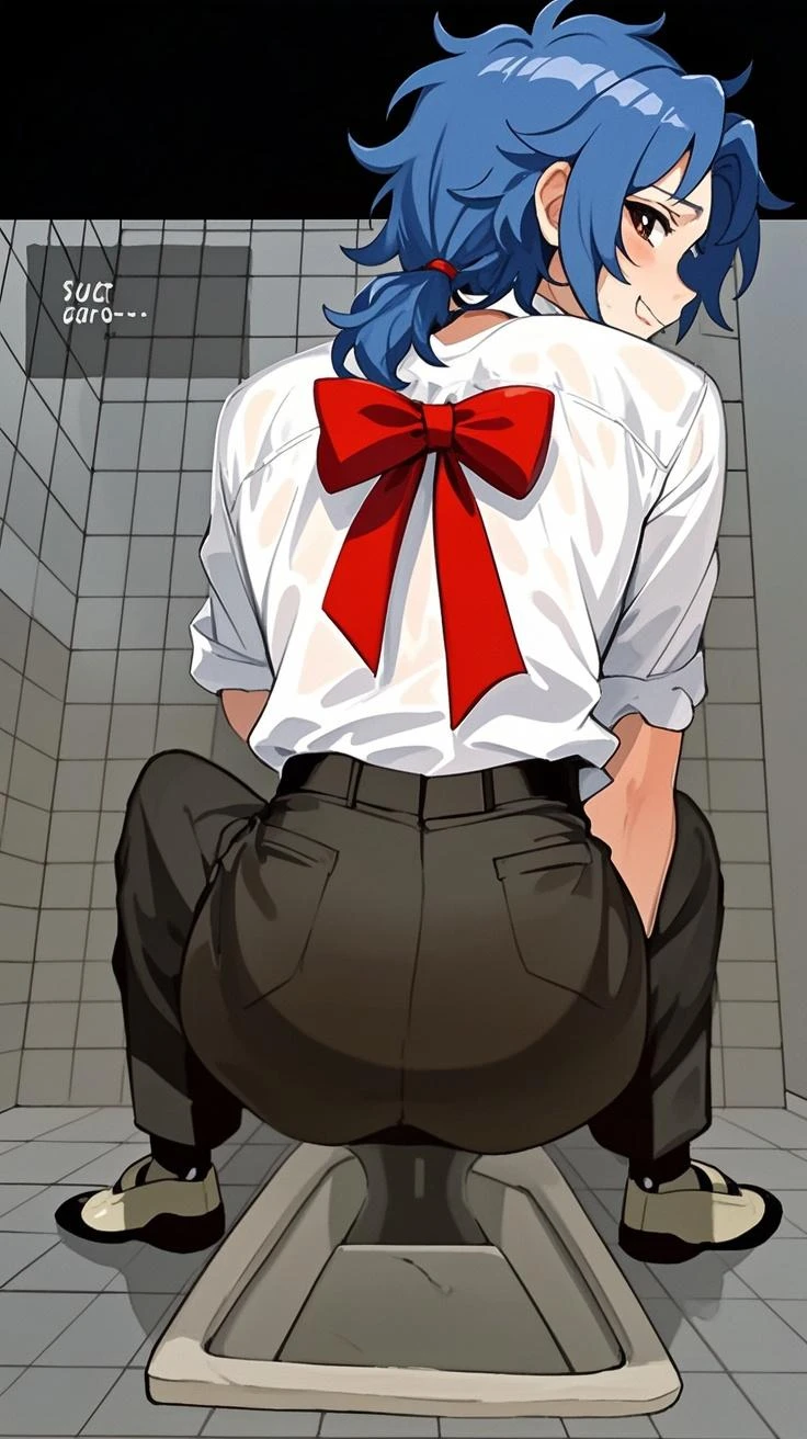 Detailed image, high quality, boy, Elio, cute, elevator, leggings, medium penis, smile, flaccid cock, Dressed, bare penis, up body, solo,