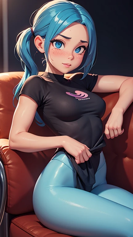 Rainbow Dash, , lila Augen, enge schwarze Yoga Hose, Underboob, sexy Pose , schwitzen , dicker Hintern,