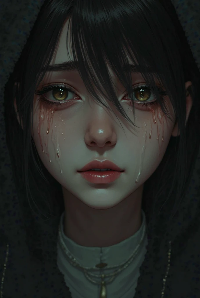 portrait, woman, <lora:makima_offset:1>, makima, anime, dark theme, cry, by <lora:AhmedKaram:0.7>