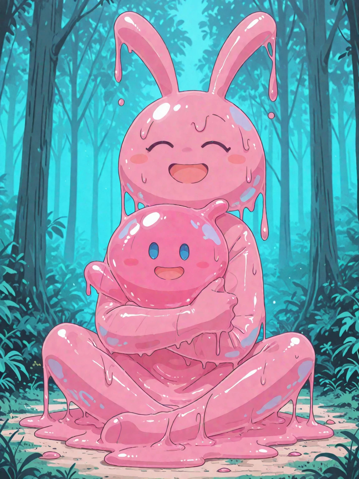 sexy, hot, anime boy, In the woods, Inosuke and Kimetsu no yaiba, masturbating in his boar suit while ejaculating, ejaculating in a transparent condom already used, filling the condom with his sperm