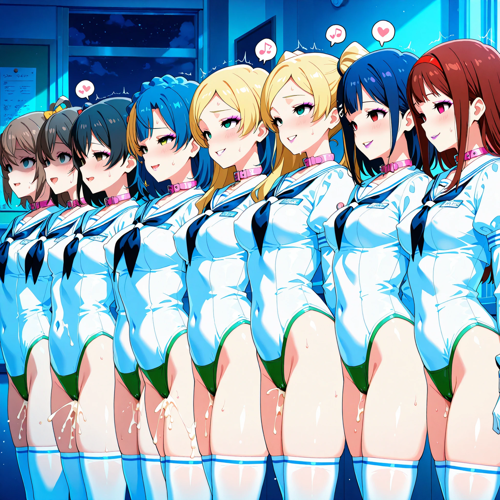 (Top quality illustrations:1.5), (Full color illustrations:1.9), (cute女の子5人:1.5), (Five Girls、Alongside), (School classroom)、(平行にAlongside立つ)、Commemorative photo、 (Five Girls、Non-virgin、17 years old、Mature、cute、(Gal)、Slightly smaller breasts、Slightly narrow waist、Ultra-detailed eyes:1.2)、(high school girl)、(Prostitute:1.2)、 (Non-virgin:1.2)、 Thighs Thighs、(((((nude)))))、(((Dark brown nipples)))、(((Areola of black color)))、(((Front facing)))、Facing forward、Laughter、friend、Bold Pose、Sexy pose、Seduce your audience、Love your audience、(Black Hair、Blue Hair、Orange Hair、Brown Hair、Pink hair、Red hair、Blonde)、(short hair、Mid-length hair、Semi-long hair)、Hair length、(Straight Hair、Wavy Hair、Curly Hair、Bobcut、Twin tails、ponytail)、(Good balance between face and body:1.7)、(Good balance of girl placement:1.8)、