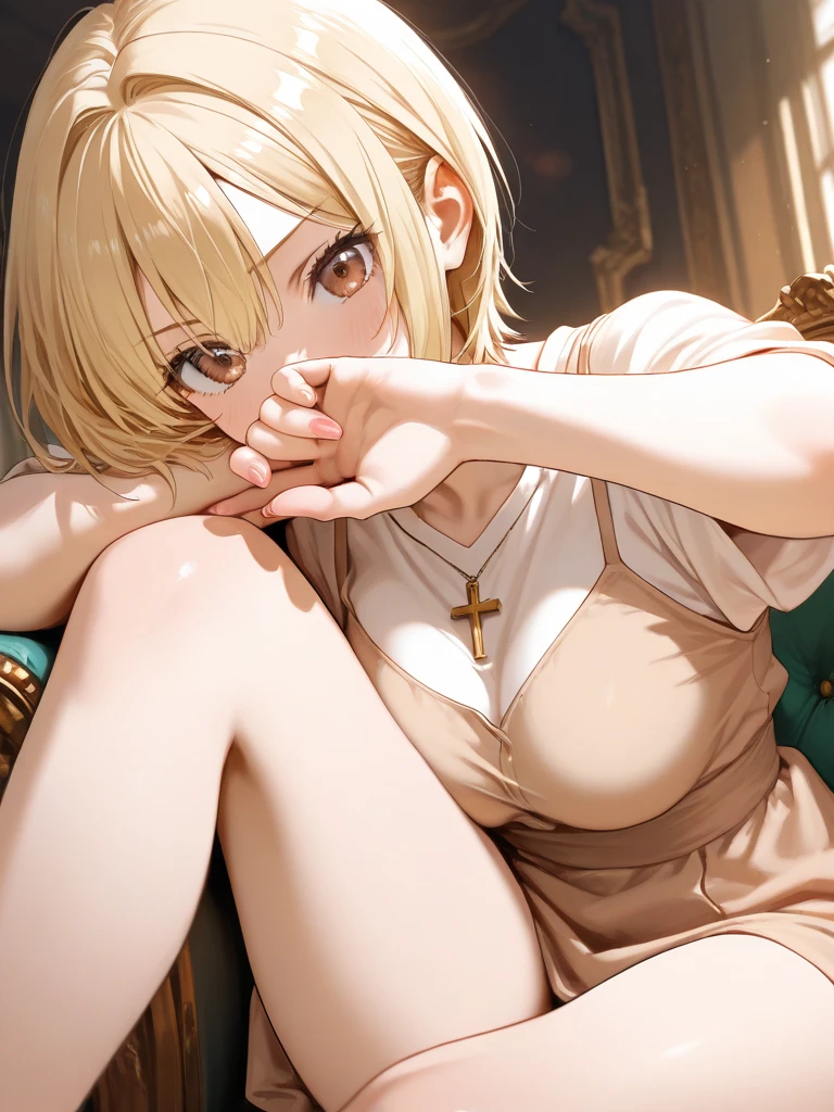 (((nsfw:1.8))),(((nude:1.8))),((((1 person:2.0)))),(((drinking beer))),(((Small breasts:1.5))),(((Wear a brown gun belt with a gold square buckle:1.5))),(((black and yellow short boots:1.2))),(((Wearing a small watch:1.3))),(((Showing cleavage))),(((Exposed thin inner thighs))),(((裸のSmall breasts))),(((Bare arms))),(((Her hair is blonde))),((A beautiful and slim 27-year-old woman:1.5)), Very detailed目と顔, 緻密でBeautiful Eyes, Very detailed, High resolution, highest quality, masterpiece, Very detailed, 8k wallpaper, wonderful, finely, highest quality, The light shines on your face,,女の子1 person,(Late-night bar,),Beautiful Eyes,(((Extremely drunk:1.3)),((With tears in his eyes:0.8)),Full Body Shot,Sit on a chair,View your viewers