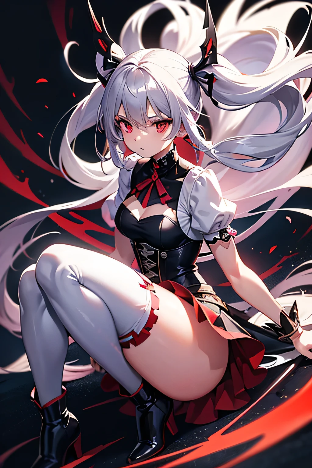 (tmasterpiece:1.2、quality), 1人の女性, 独奏, student clothes, sobu、昏暗的sobu、turn off the light, double tails, red eyes, awas Collabora Bone, Dark skin, (awas:1.1),