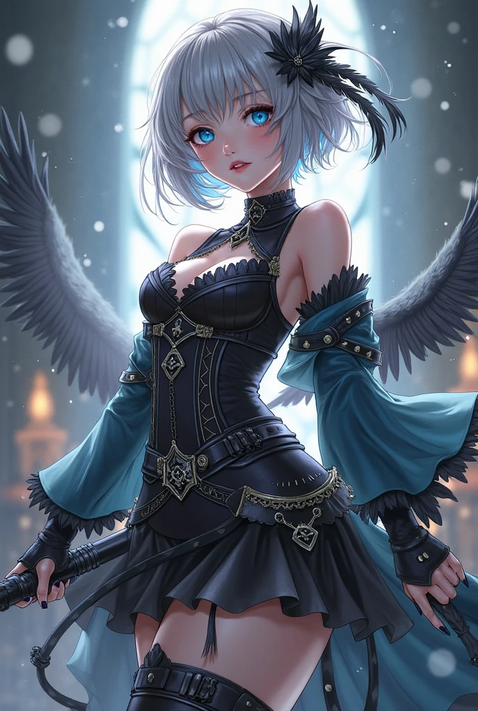 (masterpiece, best quality)
OdinSphereGwendolyn, (1girl:1.37), solo, breasts, short hair, hair ornament, dress, cleavage, bare shoulders, weapon, white hair, grey hair, detached sleeves, wings, choker, armor, strapless, crown, polearm, strapless dress, spear, armored dress, multicolored wings <lora:epi_noiseoffset2:1> <lora:add_detail:0.7> <lora:OdinSphereGwendolyn:0.8>