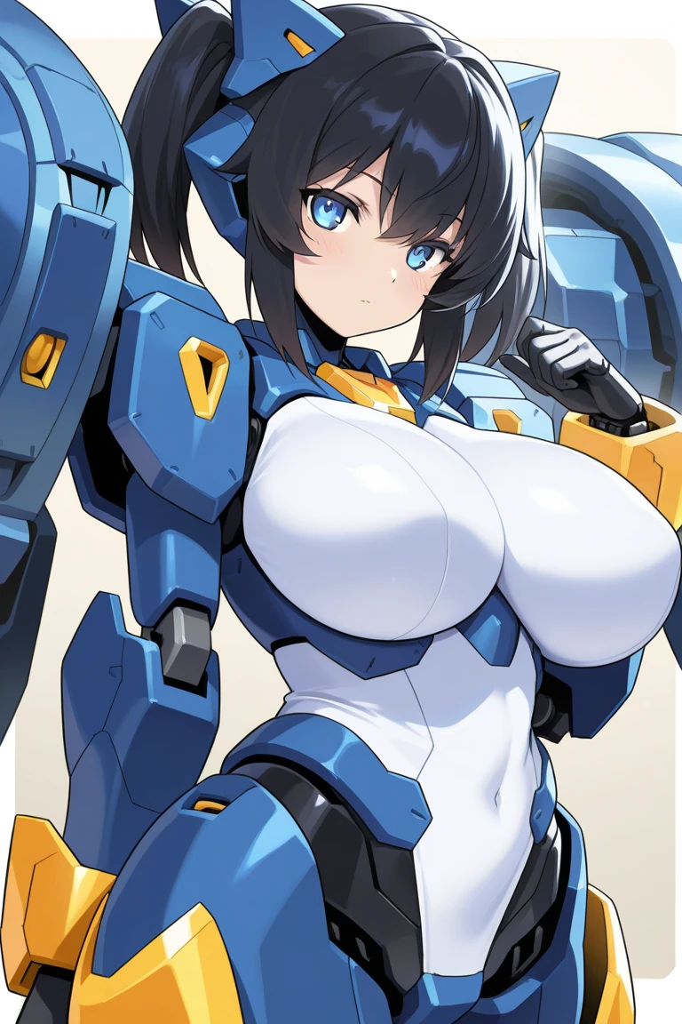 (One Person's Huge Breasts)、High Quality SF Masterpiece Wallpaper、Mecha Warrior、Glowing blue eyes、Unique sword、Extreme Detail、Simple Background、Smooth Lines、(Deluxe Edition)