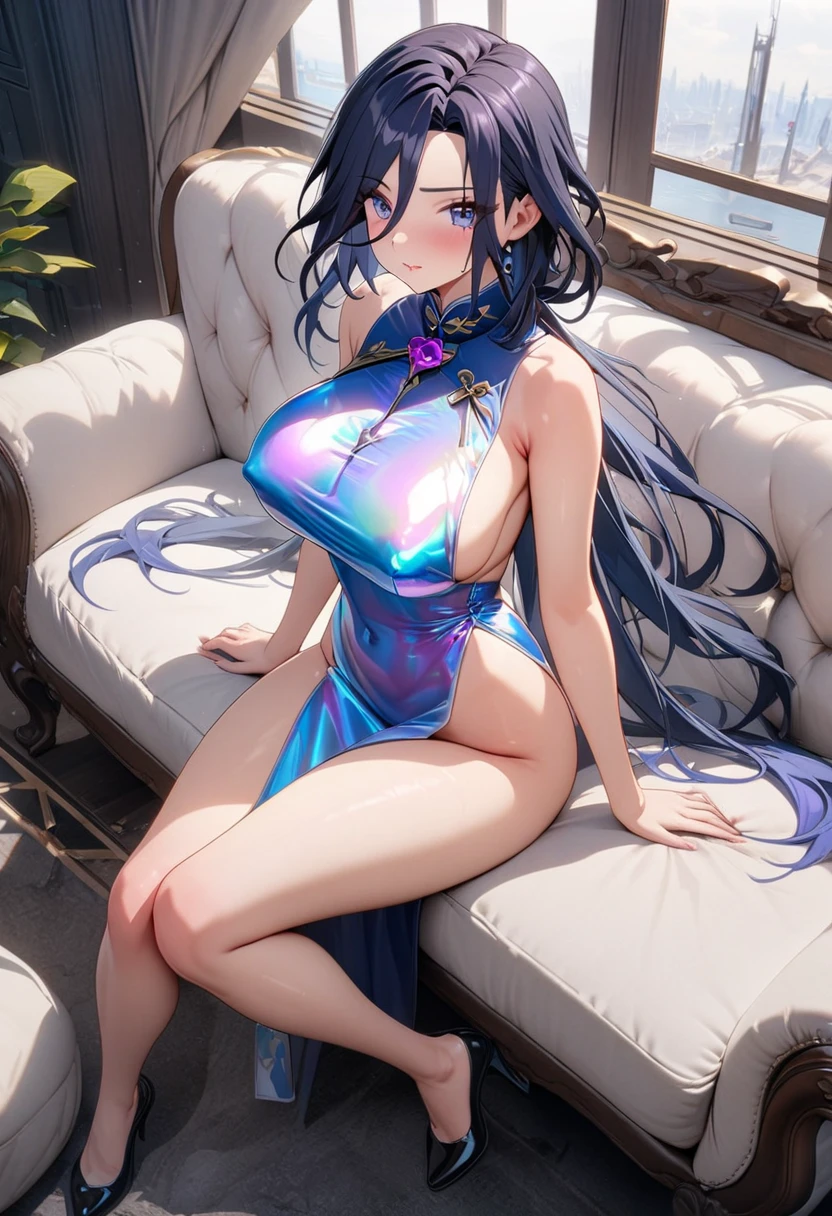 (Enrich the picture,Masterpiece quality)Beautiful 8K CG artwork,Goddess-like pose,kneeling exercises,Thin and soft,Translucent skin,Aqua blue hair、The beauty of super long hair, Super Long Straight Hair,The skin is fair and juicy,Big JK uniform,Perspective Part 1.2x enhanced contour effect,Delicate transparent blue pattern in pajamas,Intricate and exquisite details,The background is a bit blurry,Charming and sexy legs,drools,Extra large breasts,Be red in the face,Japan goddess,Perfect body slim curves,