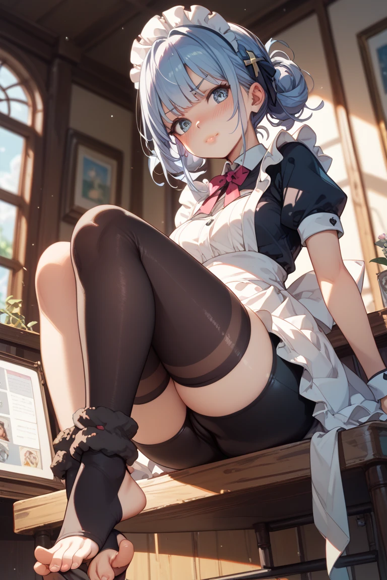 (A super high quality creation by the Creator God: 1.4), (Absolute Resolution: 1.4), (A masterpiece from the curatorial god: 1.4), Surrealist works, (complicated, Realistic materials with attention to detail, Textures and Lights: 1.3), (Perfect Anatomy: 1.2),
break
((Tabletop, Pixel perfect, 8k wallpaper)), 1 girl, single, Embarrassed expression, Shy look,tall, ベッドに座っているAnime girl in maid outfit, alone, Reincarnation of Aphrodite, the goddess of beauty, Unparalleled beauty, Narrow waist, Firm Oblique Muscles, Amazing looks, White cat lady, Enchanting anime girl, Very Beautiful Anime Cat Girl, Beautiful anime cat girl, Anime girl in maid outfit, In a dress, Anime girl in maid outfit猫娘、Green Eyes, From Girls Frontline, Anime Barbie in White Stockings, From Arknights, Beautiful Anime Girls, Cute anime, Nightcore,
break
(Hair growing out of one eye), (Scattered sunlight: 1.2), A fantastic light source like particles, Blurred Background, (Depth of written boundary: 1.5), Tilt your head, From behind , Looking at the audience, Recall, Flexible body, Looking up from above, (Depth of written boundary: 1.4), Looking at the audience, (Cute Smile),
break
Scenery of the Cathedral of Our Lady, indoor、room、Bed available、, ultra high density skin, (,, Open your thighs from side to side: 1.2, Absolute area: 1.3),
break
, Highly detailed skin, (Best lighting by famous artists: 1.2), 8k, (Masterful instructors provide instruction on attractive poses: 1.4), Cute illustrations.
break