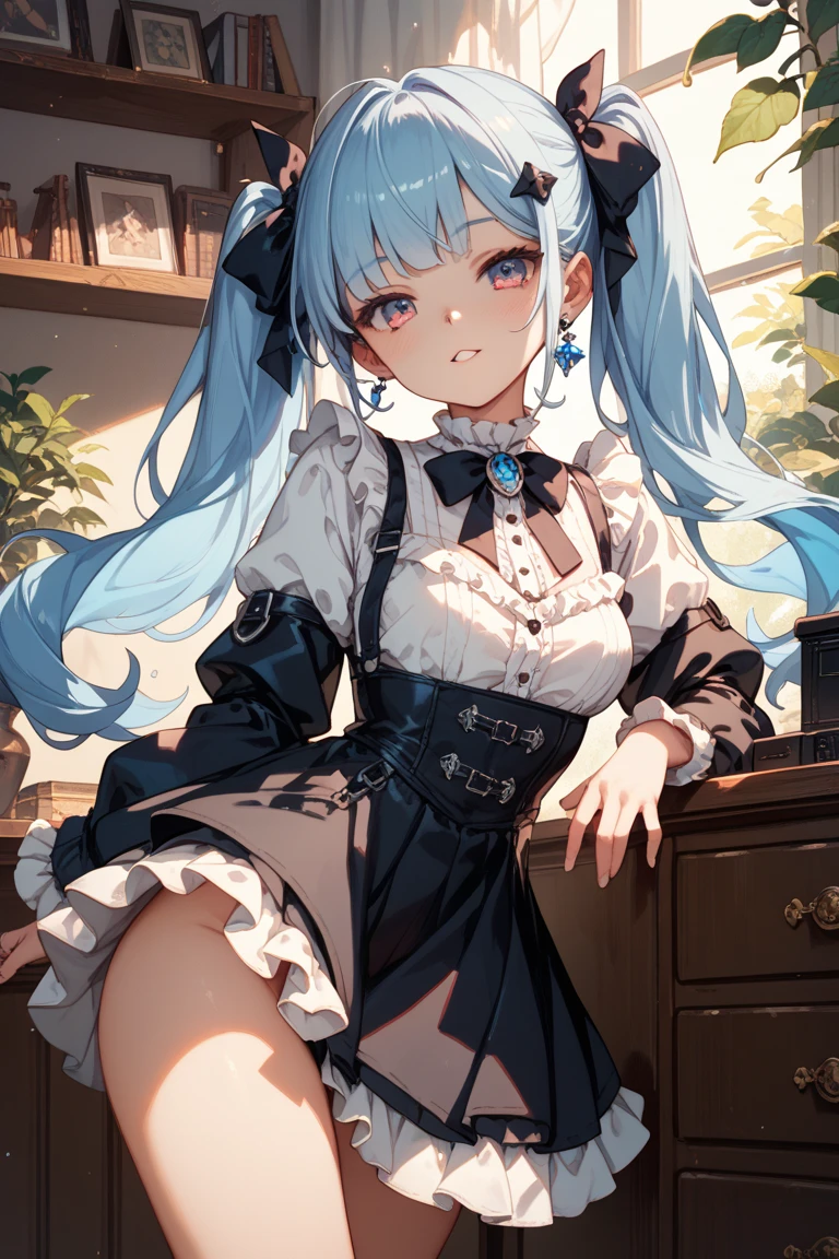 The super high quality of the god of art, Very detailed, Absolute resolution, Anime cute art style, best anime 8K konachan wallpaper, Ghibli Illustration Competition Winners, Perfect anatomical structure,rest,(坐exist床上いる女の子の絵を描いてください ),rest, Surreal , (Solitary,Change,,13 years old:1.3),Limbs, Whole finger,, The charm before growth, (Braid), Messy hair, Breasts filled with a lot of fat、Huge breasts,Waist、Training abdominal muscles、Well trained big ass, exist, big eyes,Beautiful and delicate black eyes, Iris and pupil are well proportioned, High resolution detailed hair, Classic maid outfit, skirt, Sexy, 坐exist床上, rest,Ultra dense skin, Best lighting for famous artists, 8K, Master teachers teach how to strike a charming pose、Cute illustrations.