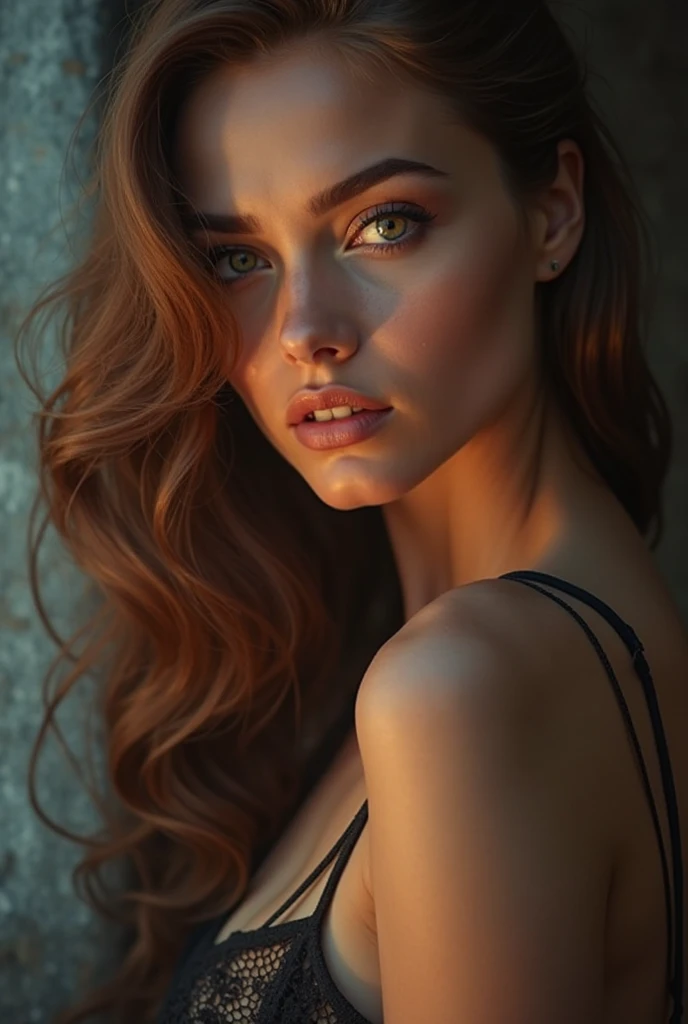 ((best quality)), ((masterpiece)), (detailed), perfect face, view from above, lying on a bed, with underwear thrown in the background, lots of bras and pantyhose around hers, with witch hat