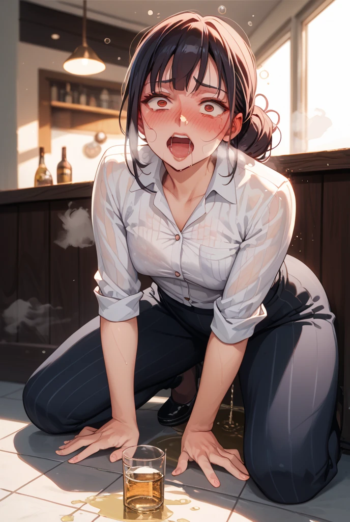 masterpiece,Highest quality,Super quality,Talented researcher,Using your urine for scientific experiments,Urinating into a container in front of a male assistant,Laboratory,Dark hair color,Pussy,Stay calm,Eccentric
