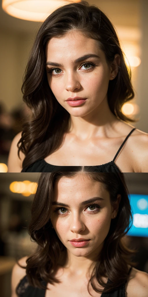 ((5 gorgeous female fashion models:1.4)), 28 years old, distant photoshoot, full figure, (tall women), large bust, slim waist with an hourglass figure realistic faces, seductive smiles, long hair, different faces, (detailed eyes), detailed faces