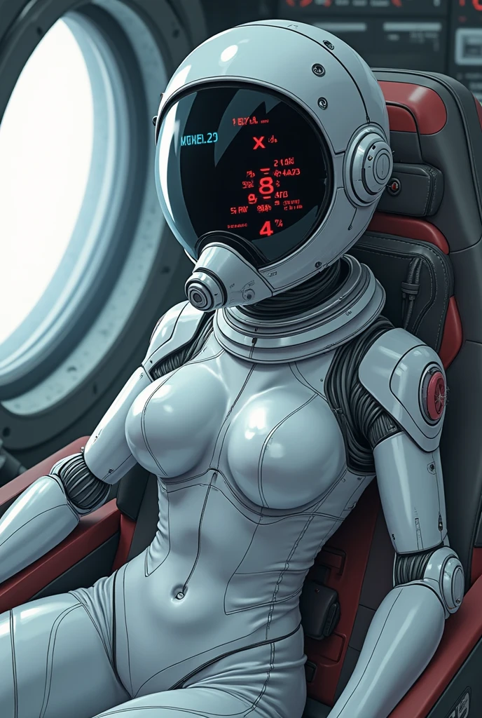 a female astronaut, cyberpunk style, H.R. Giger, inside the spacecraft cabin, super-detailed, 4k resolution, intricate details, cinematic lighting, dark atmosphere, glowing displays, futuristic technology, metallic surfaces, sci-fi elements, dramatic pose, intense expression, photorealistic, masterpiece