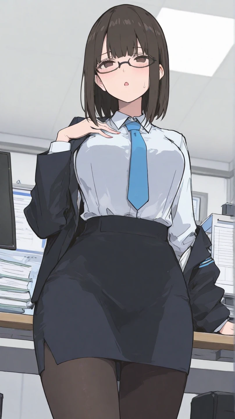 Panty shot、Engage your audience、A woman wearing navy blue office lady clothes's outfit with a red ribbon is standing on a train as a young man in a suit fondles her breasts over her good., (Capturing the subjective mind,POV hands,Grab your chest:1.3)、Dorsal position, Exact number of hands, with the good on, show off good, skirt,Sit with your legs apart、 good, panties, underwear, (shiny white satin レースpanties with black embroidery:1.3), (shiny white satin lacy good with black embroidery :1.3), panties that cover the butt、garter belt, Knee socks, Embarrassed look, Feels good, skirt lift, Remember, Realistic