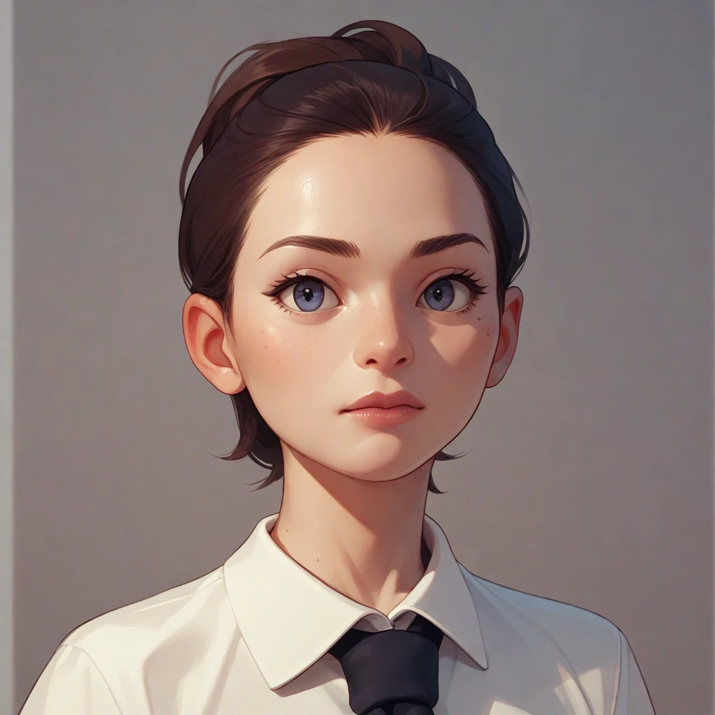 1 mixed-race student with only a white shirt and a navy blue tie