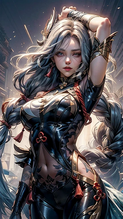 K/De_Ahri, 1girl, Ahri (liga de leyenDes, Orejas de animales, cabello rubio, solamente, Orejas de zorro, K/De (League of Legends), Cabello largo, escote, cola, marcas de bigotes, Mirando al espectador, marca facial, gargantilla, senos grandes, hombros desnudos, Cola de zorro, jewely, ojos amarillos, Parte superior del cuerpo, multiple tails, flequillo, brillante, 鎖骨, Ombligo cubierto, Pendientes