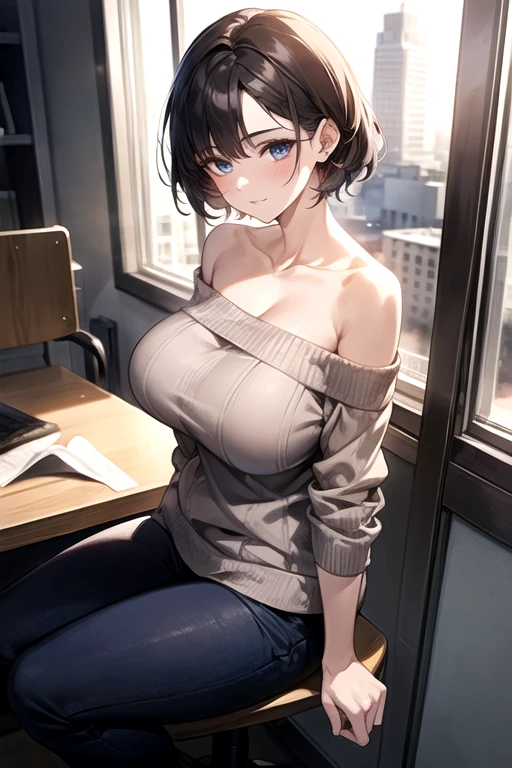 kouhaichan, kouhaichan, hair ornament, hairclip, mole, mole under eye, short hair, brown hair, blue eyes, (large breast:1.2),seductive smile,
BREAK wariza, reaching out, white skirt, off shoulder, necklace, field, garss,
BREAK looking at viewer,standing, leaning forward, arms behind back,
BREAK indoors, office,
BREAK (masterpiece:1.2), best quality, high resolution, unity 8k wallpaper,NSFW ,(illustration:0.8), (beautiful detailed eyes:1.6), extremely detailed face, perfect lighting, extremely detailed CG, (perfect hands, perfect anatomy),