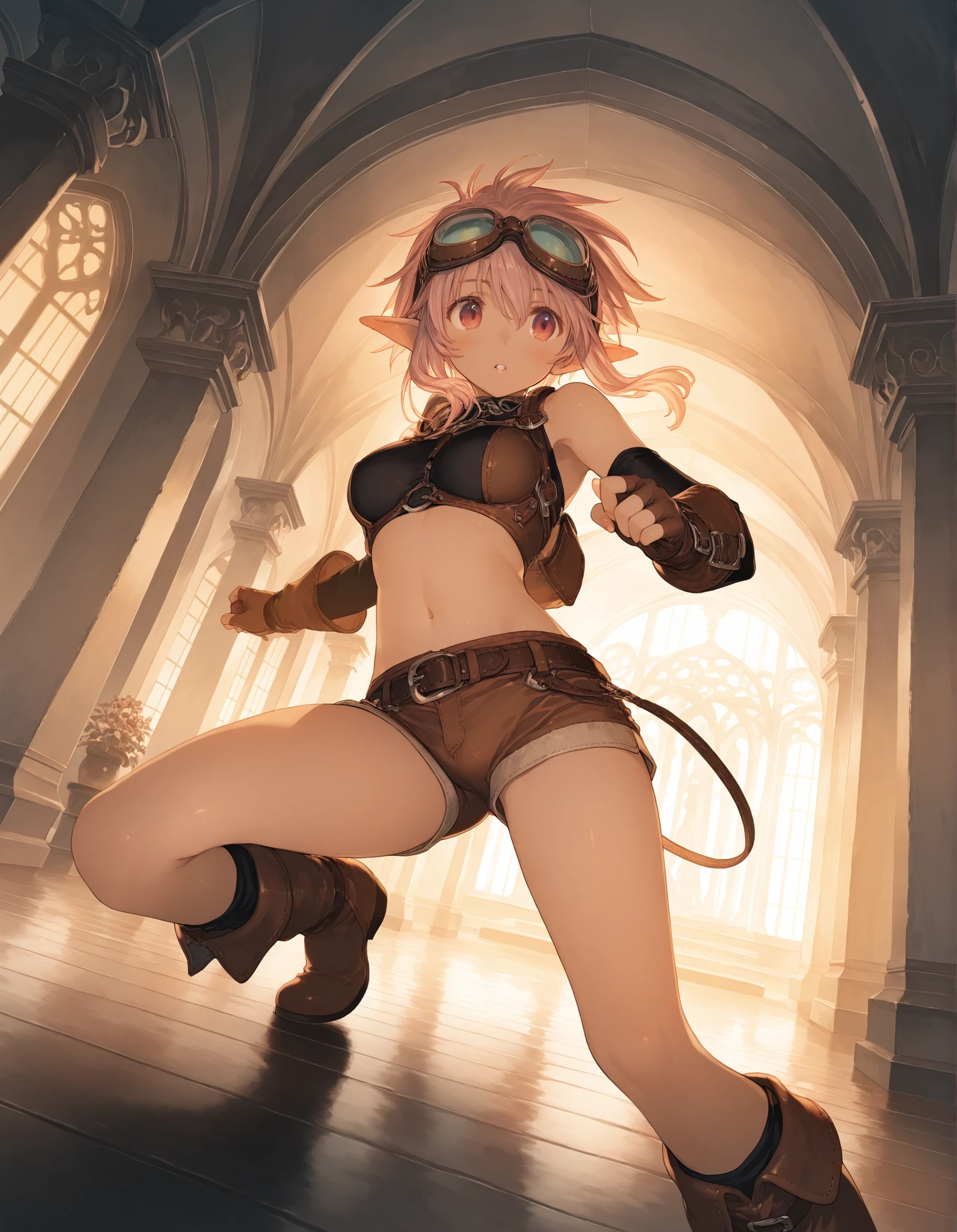 boy, kangaroo, furry, bodyfur, bra, no panties under pantyhose, gloves, boots, chibi