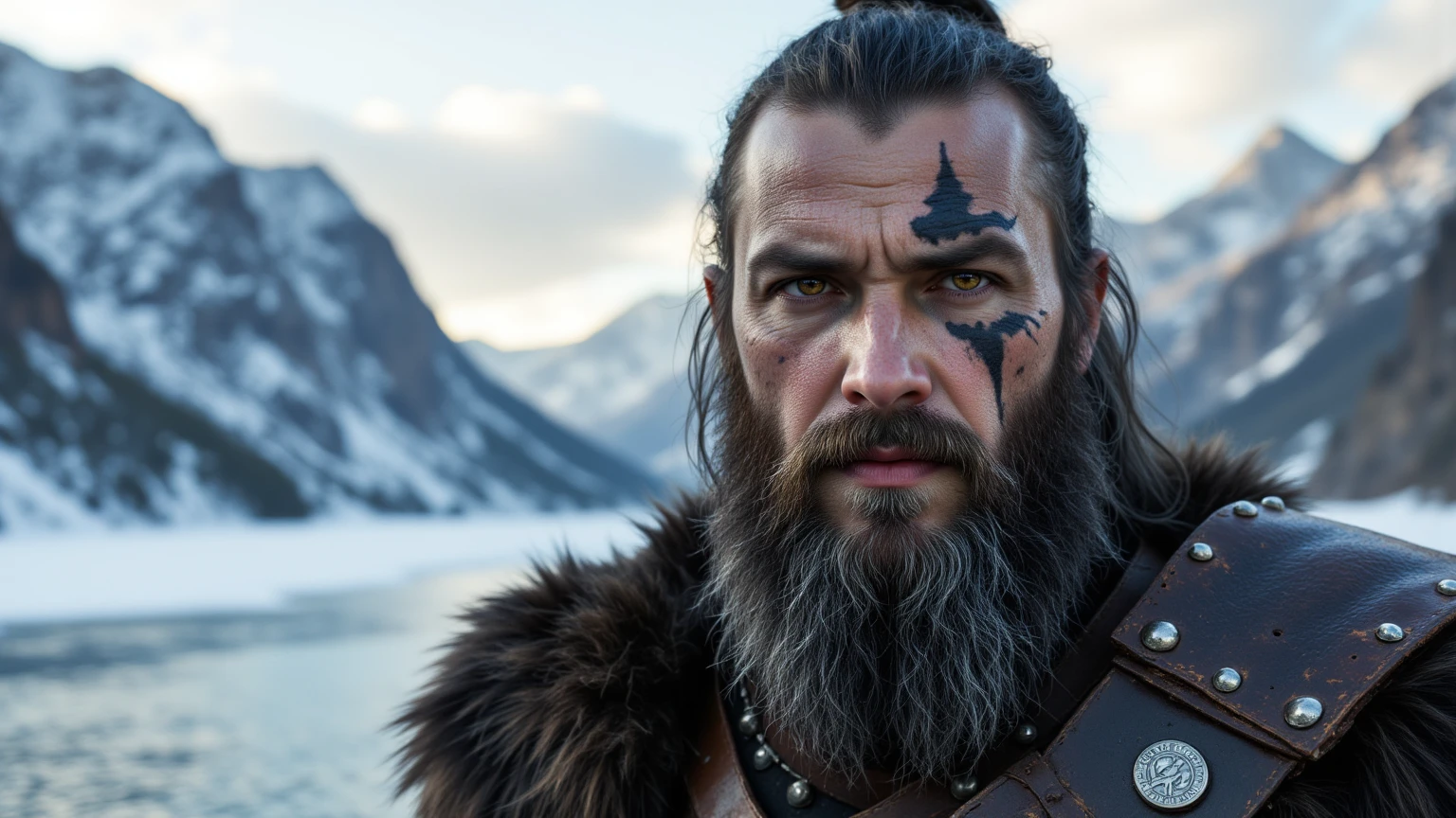 Paleolithic man face from ice age