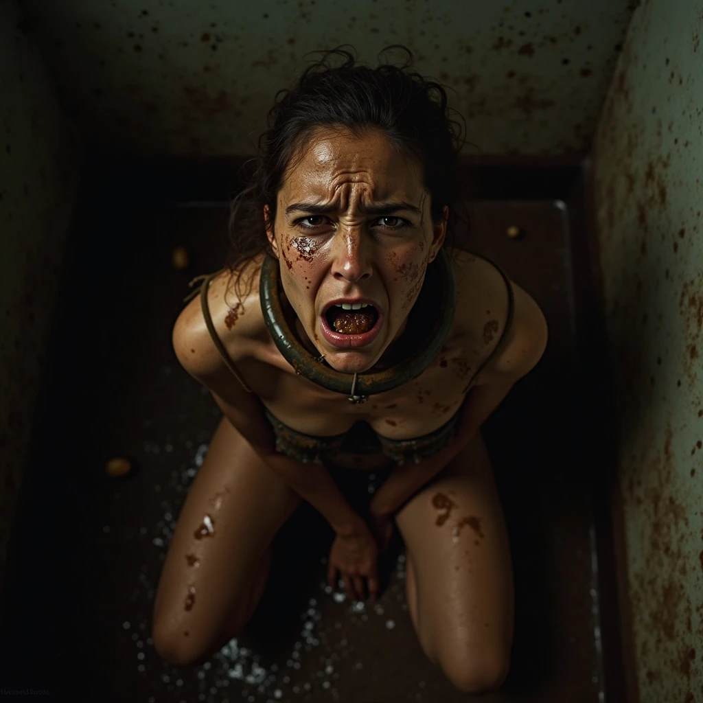 hyper detailed realistic 3DCG, in dirty narrow sex torture cage, dirty muddy toilet bath, skinny tall beautiful matured Japanese female college athlete as sex slave,long neck,small face,wild muscular tall body,wide shoulders,sweaty erotic healthy sunburned hot skin,tanlines,short dark hair,pixie cut,very sensitive erected hard big puffy nipples,muscular flat skinny chest,muscular slender skinny waist,no makeup,nusty,weeping,crying out,tearful dark eyes,spitting,dirty feet,dirty sole,smelling dirty wet hairy cunt,hairy armpit,muddy dirty asshole,stupid dirty small loincloth,no shorts ,slave collar,chained,joyful onanistic activities,bizarre seductive laughing,fearful,tearful,painfully,shamefully ,helplessly fatigue,glaring at you,staring you,moaning raped by monsters,naked secret shameful parts ,pooing,peeing,stools,with lewd lustful deep great sexual pleasures,tickled crazy laughing,crying out, screaming,moaning,creeping,wide opened naked sticky dirty smelling vagina and asshole,heavy stool,hips raised up,pooing,peeing,cruelly tearfully joyfully shamefully lustful lewd sex tortured,helplessly endless punishment,half all on fours,