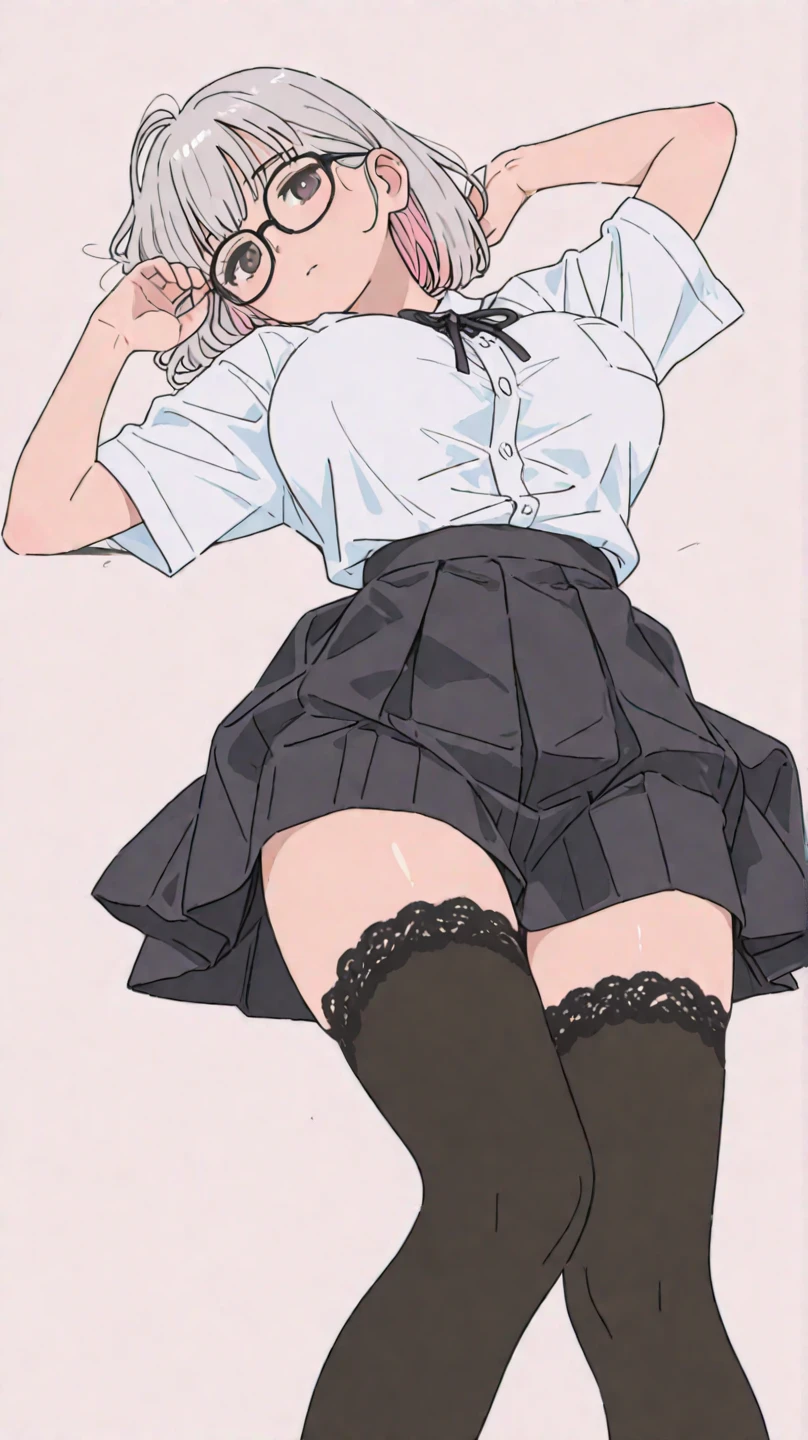 1girl in,line-drawing,monochromes,sketch,Pencil drawing,Traditional Media,1girl in, 校服、female student、black skirt fence, shortsleeves, Skirt, Solo、Standing、Cute teenage woman, ,Beautiful portrait、Delicate body、Semi-long、full body Esbian、Looked、Delicate body、View from below, I can see my panties, medium breasts, ((Very detailed)), (Perfectly detailed face), (Highly detailed hands), White panty,up skirt,Lace panties,Not looking at the camera,Thin panties, Sheer are visible,Embarrassed look,