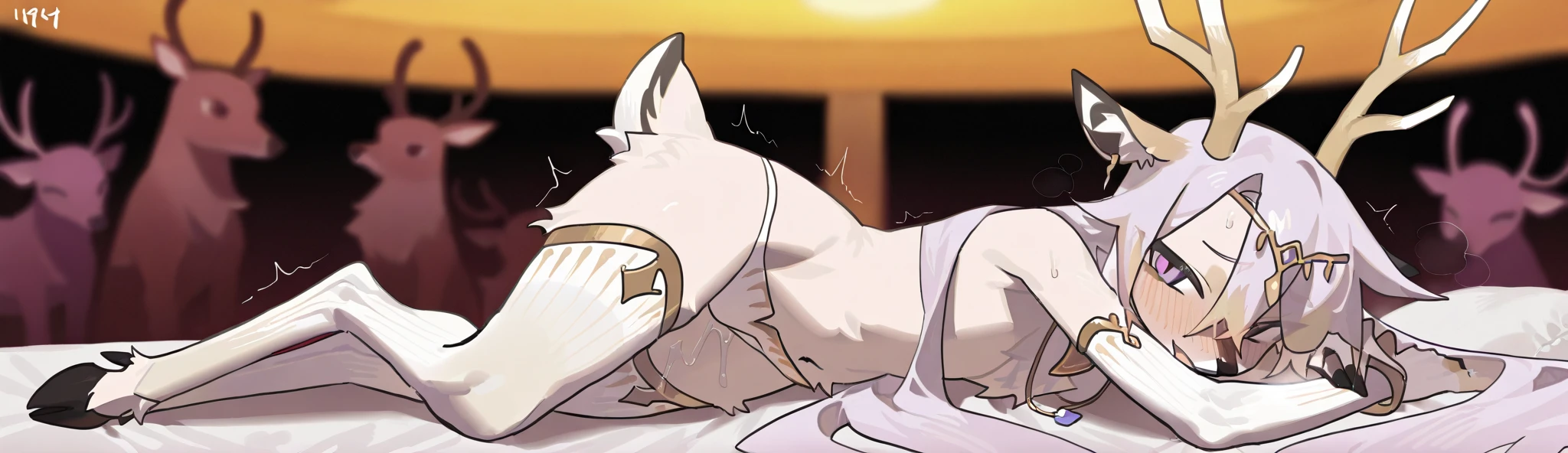 One Girl、On the bed、Amputated limbs、bandage、Despairing face、White of the eyes、tears、Furry、???????????、The back of the head is being grabbed、asphyxia、Body wounds