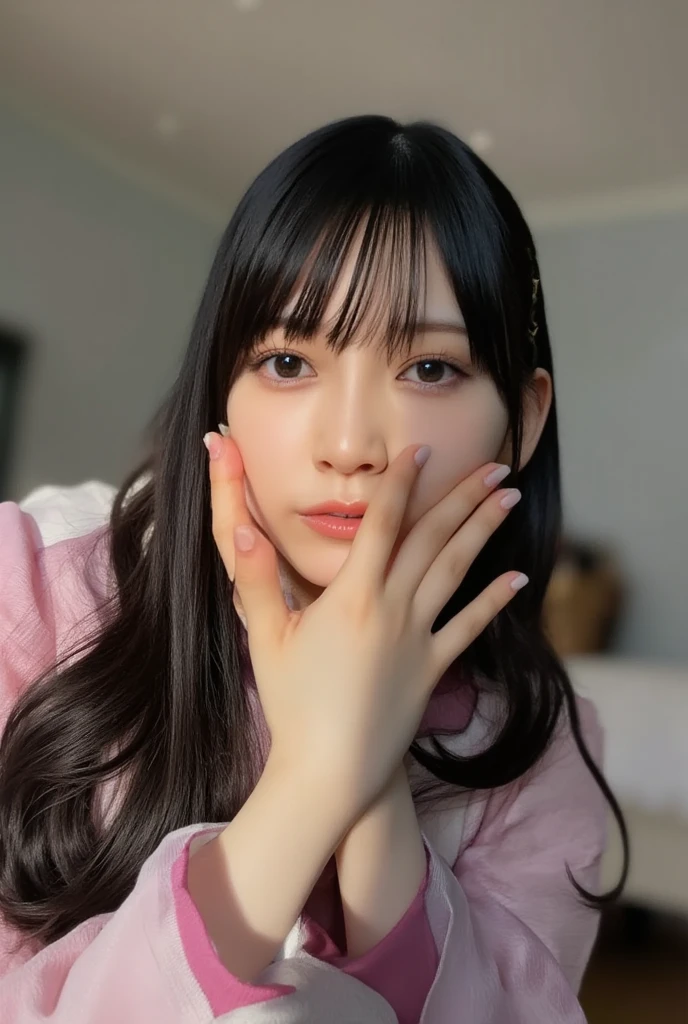 Pink cheeks，'s plump lips，redish pink lips，moist lips，Greasy lips，glossy lips，Talk about red cheeks